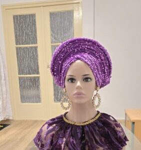 Velvet Sequence Headtie/Purple