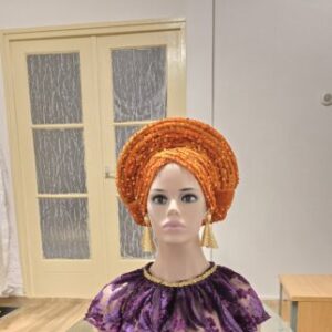 Velvet Sequence Headtie/Orange